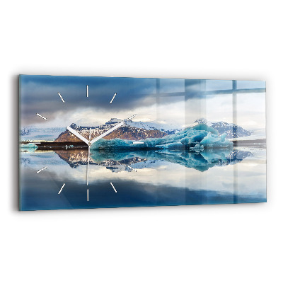 Glass wall clock rectangular Lake Jokulsarlon Iceland