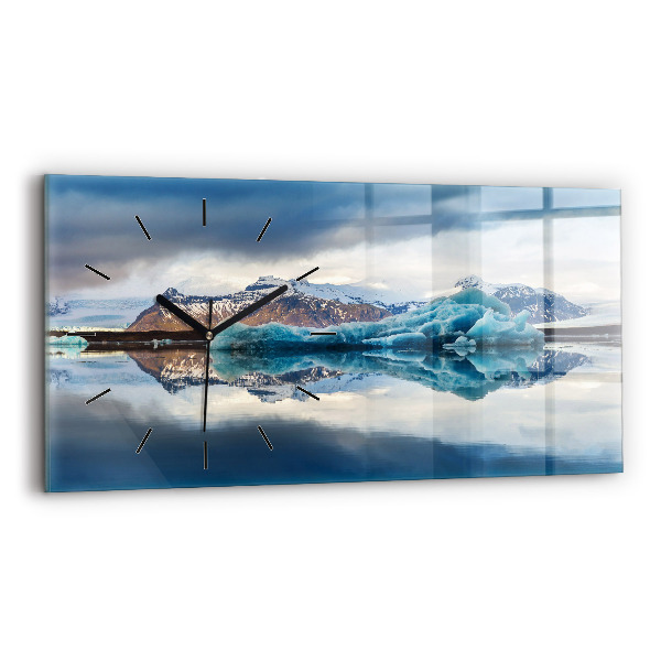 Glass wall clock rectangular Lake Jokulsarlon Iceland
