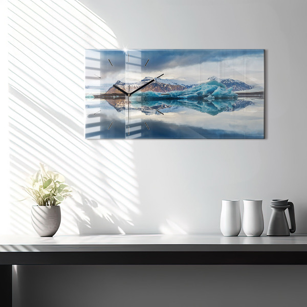 Glass wall clock rectangular Lake Jokulsarlon Iceland