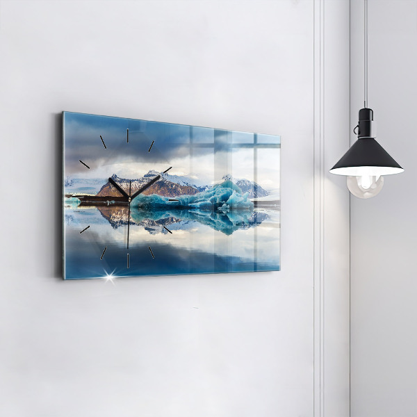 Glass wall clock rectangular Lake Jokulsarlon Iceland