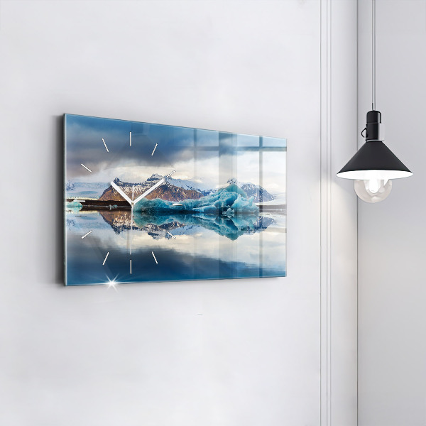 Glass wall clock rectangular Lake Jokulsarlon Iceland