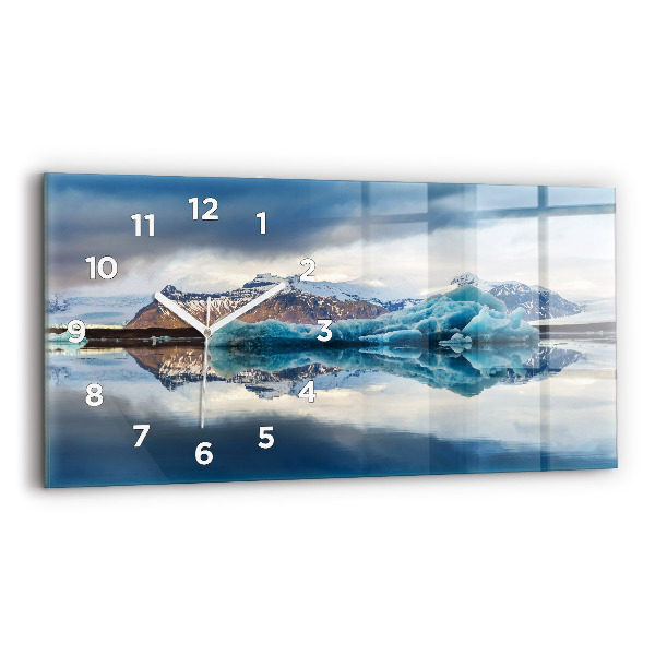 Glass wall clock rectangular Lake Jokulsarlon Iceland