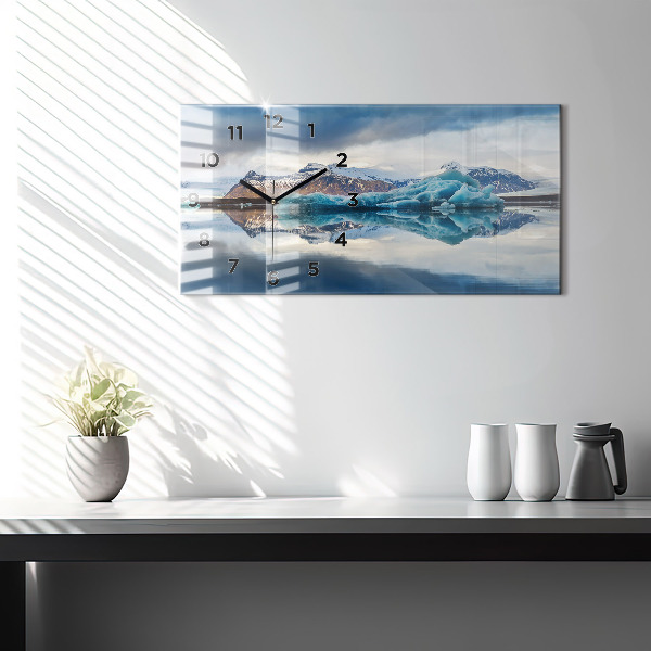 Glass wall clock rectangular Lake Jokulsarlon Iceland