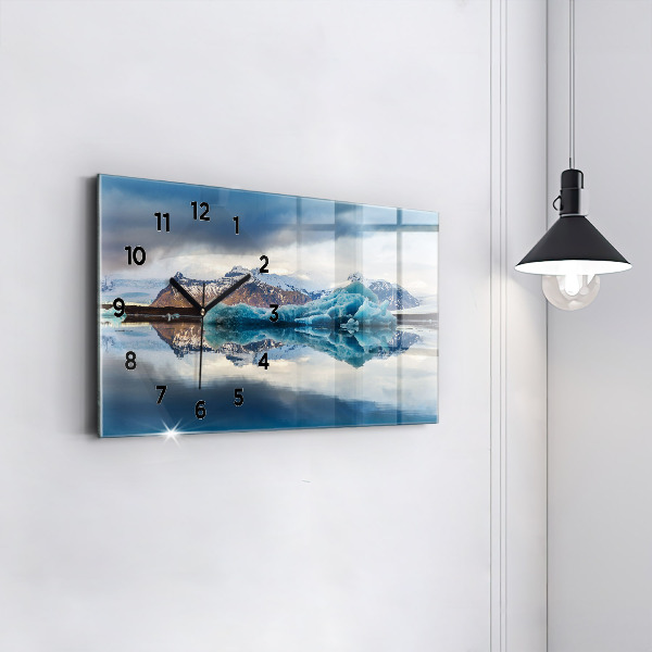Glass wall clock rectangular Lake Jokulsarlon Iceland