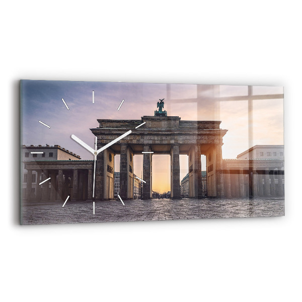 Glass wall clock rectangular Brandenburg Gate