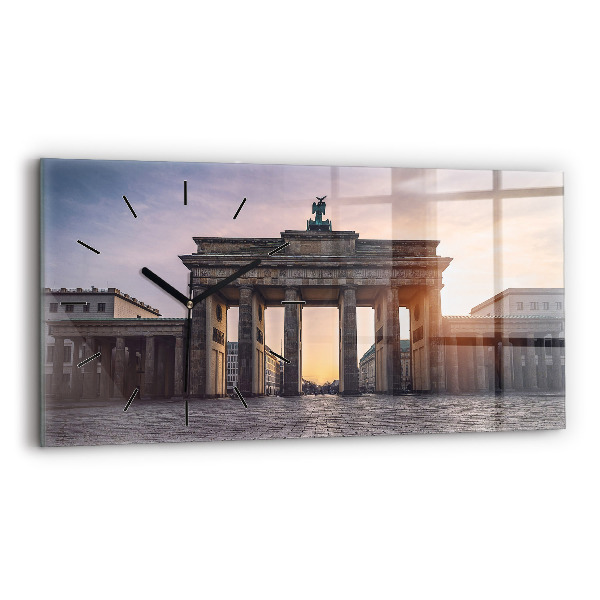Glass wall clock rectangular Brandenburg Gate