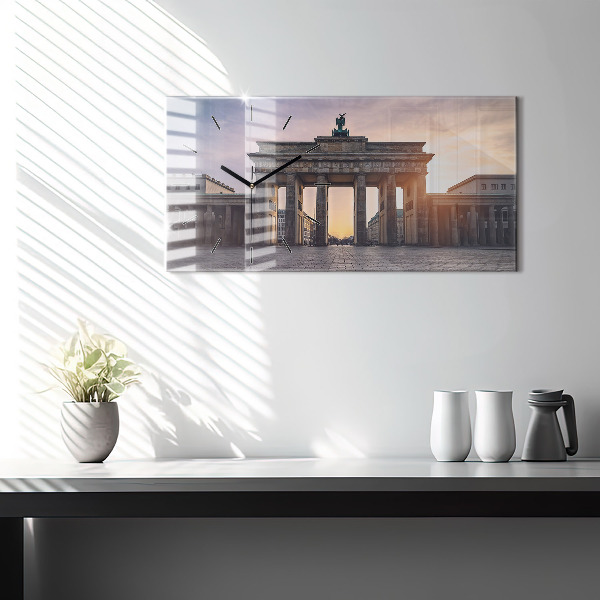 Glass wall clock rectangular Brandenburg Gate