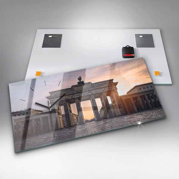 Glass wall clock rectangular Brandenburg Gate
