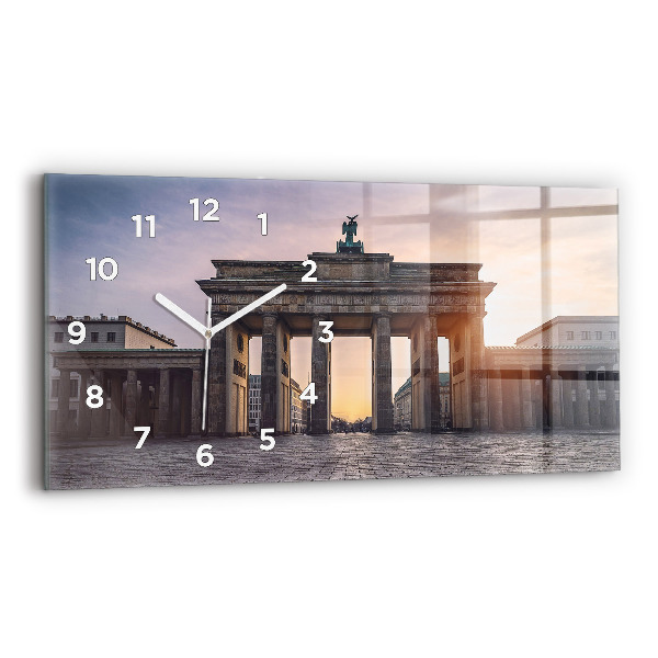 Glass wall clock rectangular Brandenburg Gate