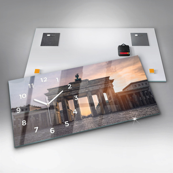 Glass wall clock rectangular Brandenburg Gate