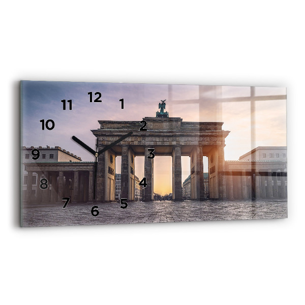Glass wall clock rectangular Brandenburg Gate