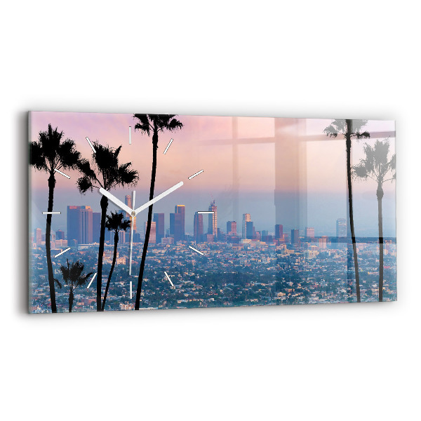 Glass wall clock rectangular Los Angeles Sunset