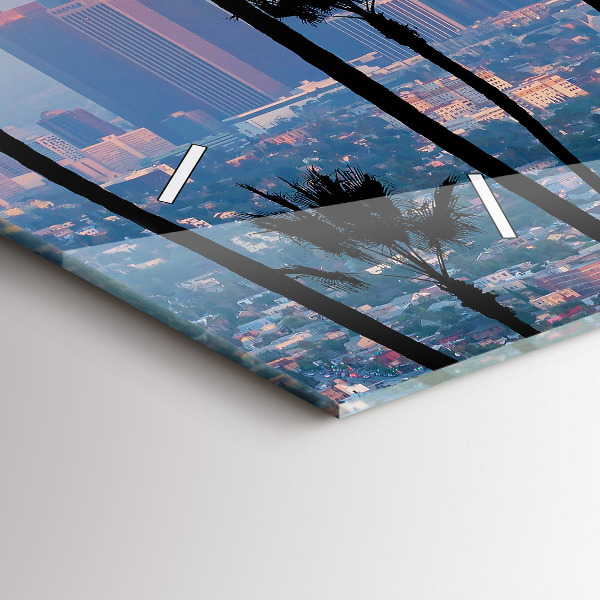 Glass wall clock rectangular Los Angeles Sunset
