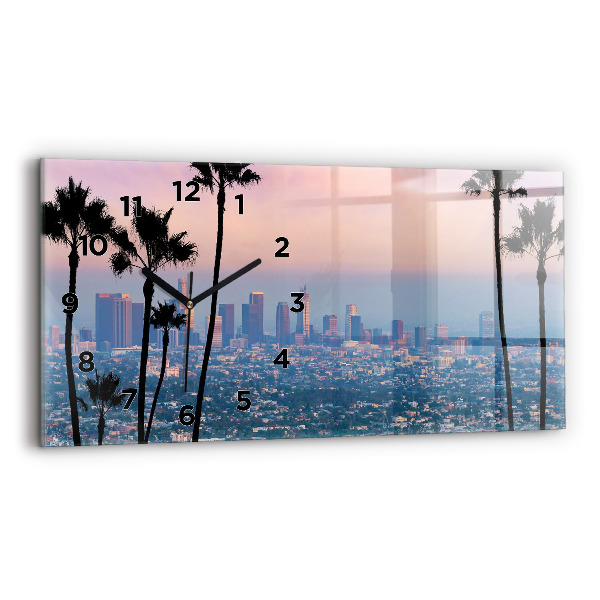 Glass wall clock rectangular Los Angeles Sunset