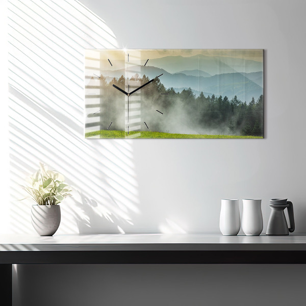 Glass wall clock rectangular Mountain landscape