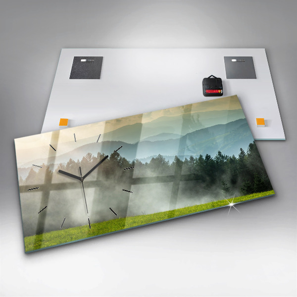 Glass wall clock rectangular Mountain landscape