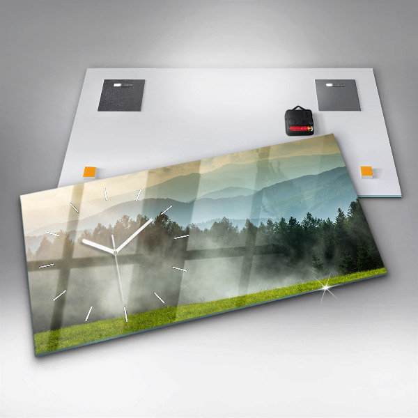 Glass wall clock rectangular Mountain landscape