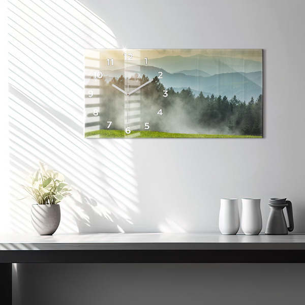 Glass wall clock rectangular Mountain landscape