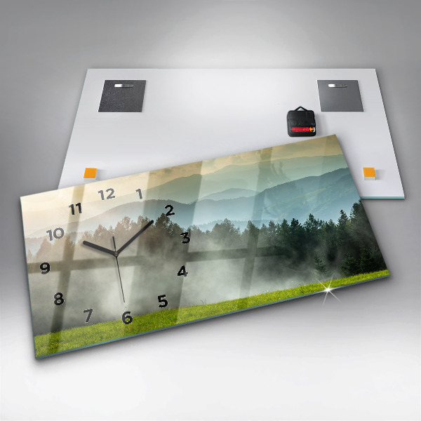 Glass wall clock rectangular Mountain landscape
