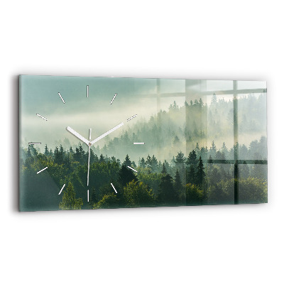 Glass wall clock rectangular Sunrise Beskids