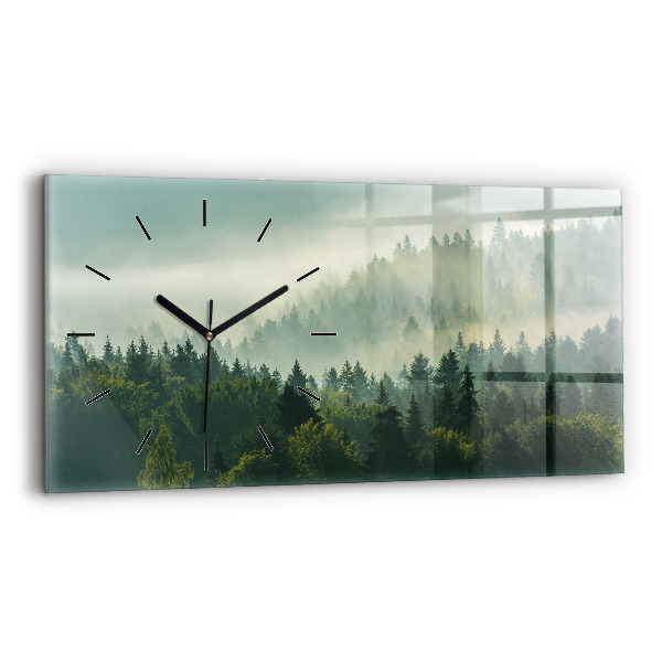 Glass wall clock rectangular Sunrise Beskids