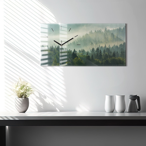 Glass wall clock rectangular Sunrise Beskids