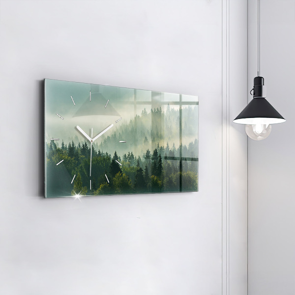 Glass wall clock rectangular Sunrise Beskids
