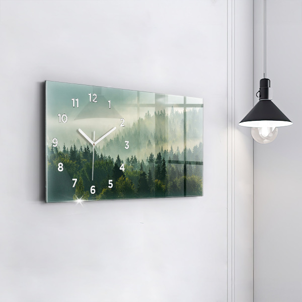 Glass wall clock rectangular Sunrise Beskids