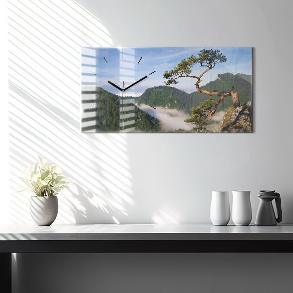 Glass wall clock rectangular Sokolica Peak in the Pieniny Mountains