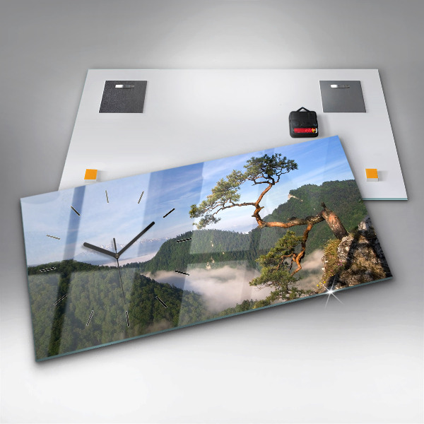 Glass wall clock rectangular Sokolica Peak in the Pieniny Mountains