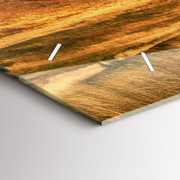 Glass wall clock rectangular Mountain landscape in autumn