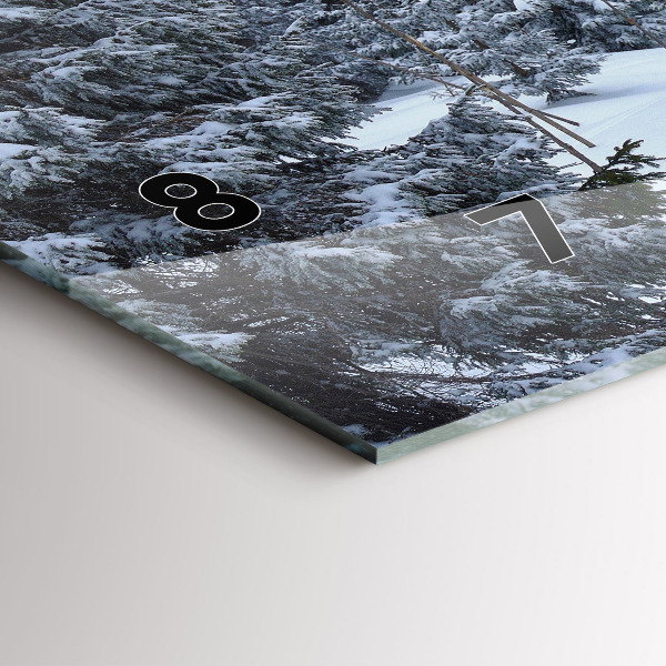 Glass wall clock rectangular Czech Giant Mountains in winter