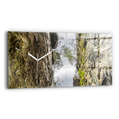 Glass wall clock rectangular Rock city in the Czech Republic