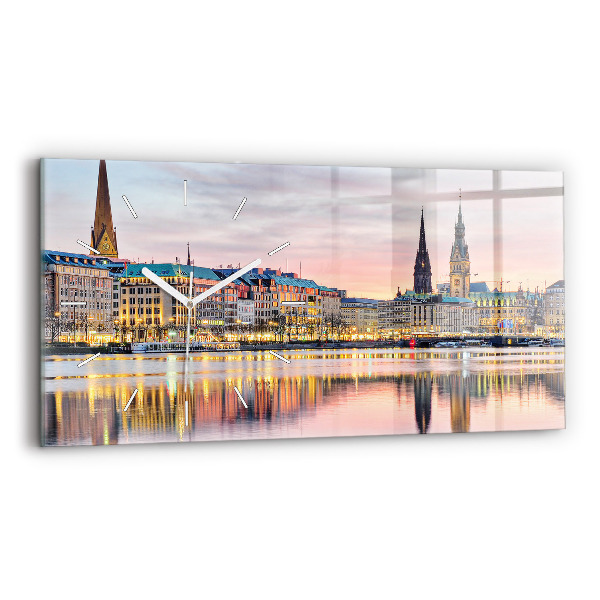 Glass wall clock rectangular Alster in Hamburg