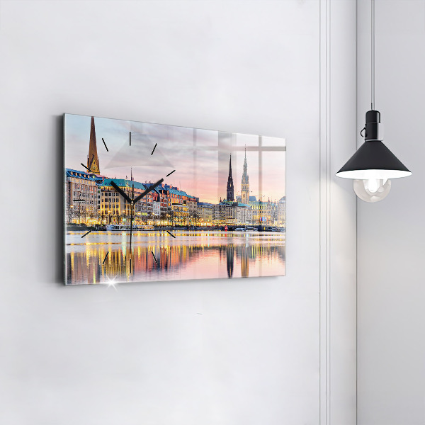 Glass wall clock rectangular Alster in Hamburg