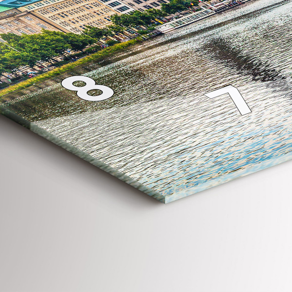 Glass wall clock rectangular Binnenalster in Hamburg