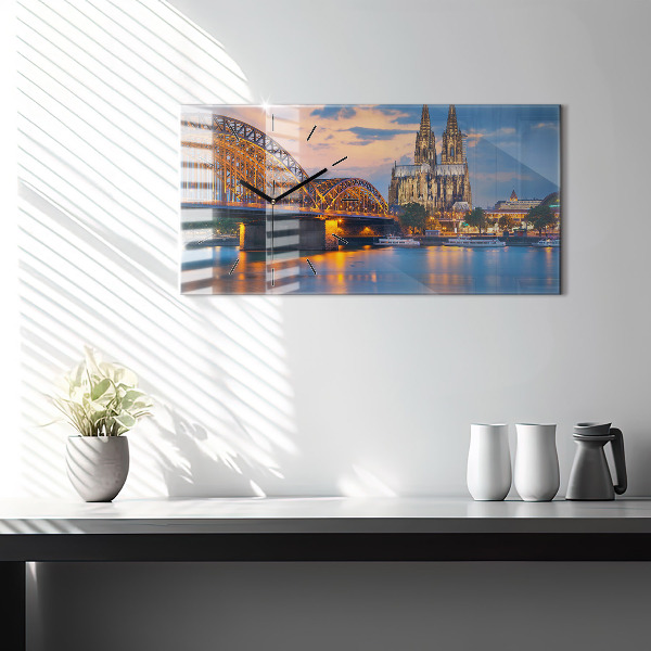 Glass wall clock rectangular View of the town hall
