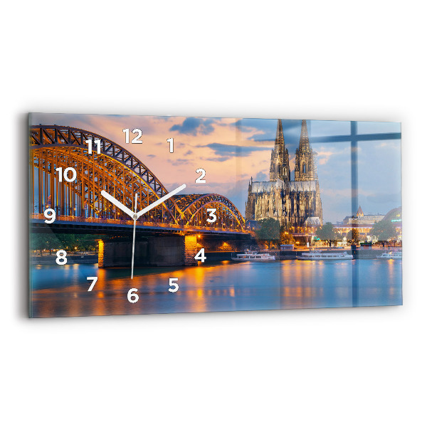 Glass wall clock rectangular View of the town hall