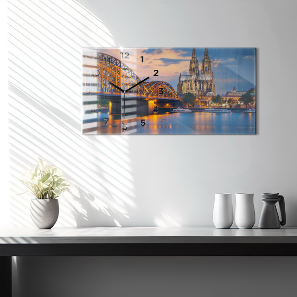 Glass wall clock rectangular View of the town hall