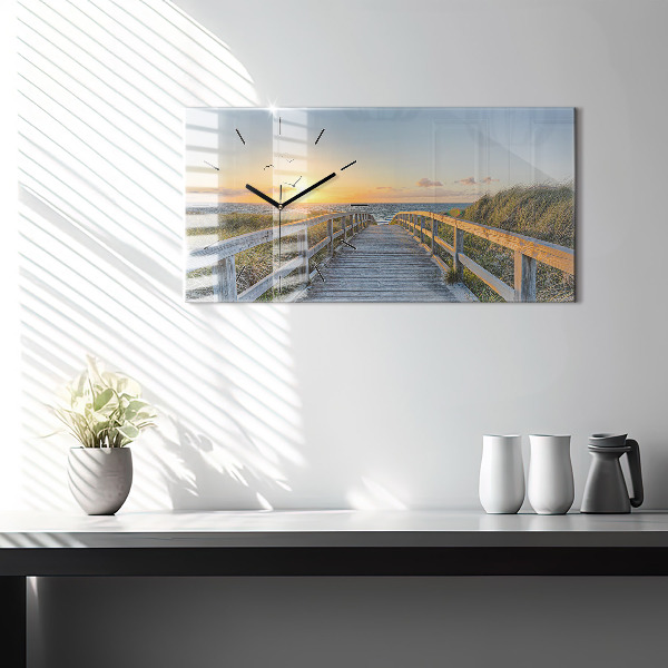Glass wall clock rectangular Beach Holidays