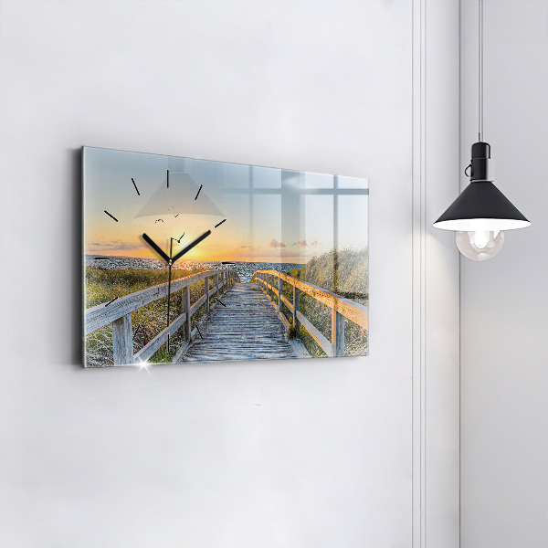 Glass wall clock rectangular Beach Holidays