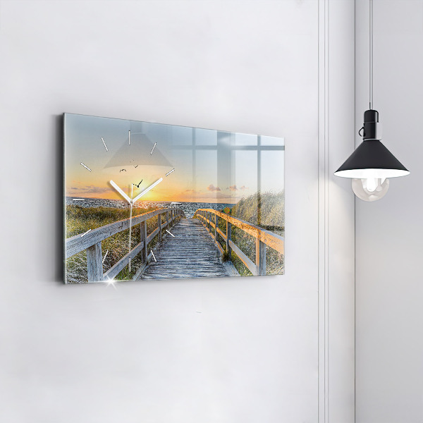 Glass wall clock rectangular Beach Holidays