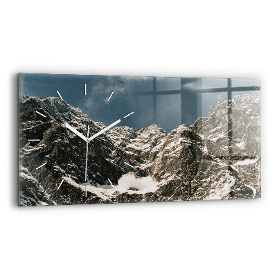 Glass wall clock rectangular Watzmann Mountains