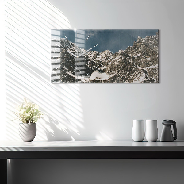 Glass wall clock rectangular Watzmann Mountains