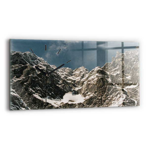 Glass wall clock rectangular Watzmann Mountains