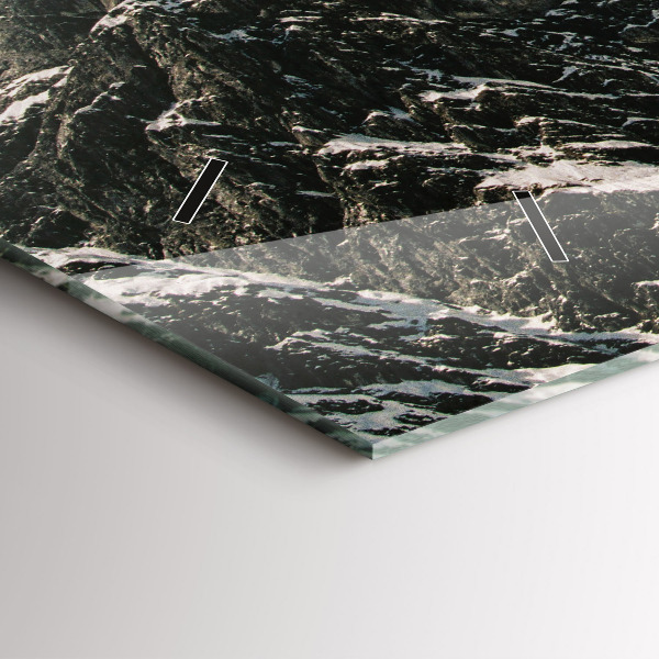 Glass wall clock rectangular Watzmann Mountains