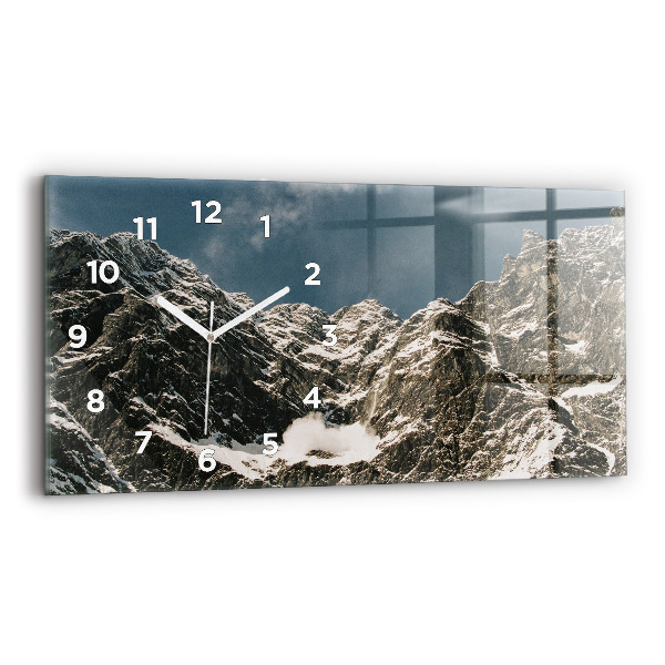 Glass wall clock rectangular Watzmann Mountains
