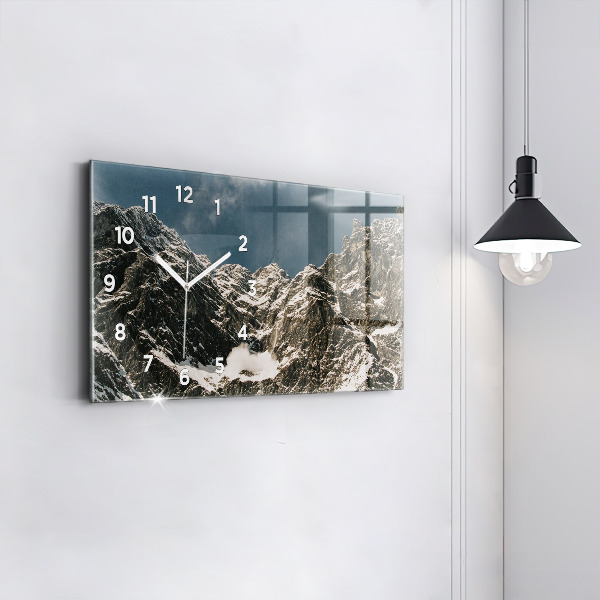 Glass wall clock rectangular Watzmann Mountains