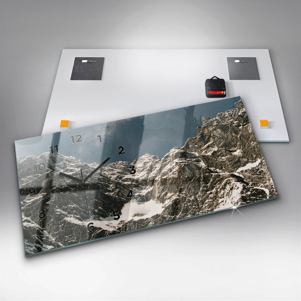 Glass wall clock rectangular Watzmann Mountains