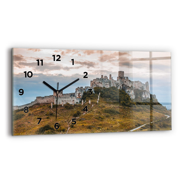 Glass wall clock rectangular Spiš Castle in Slovakia